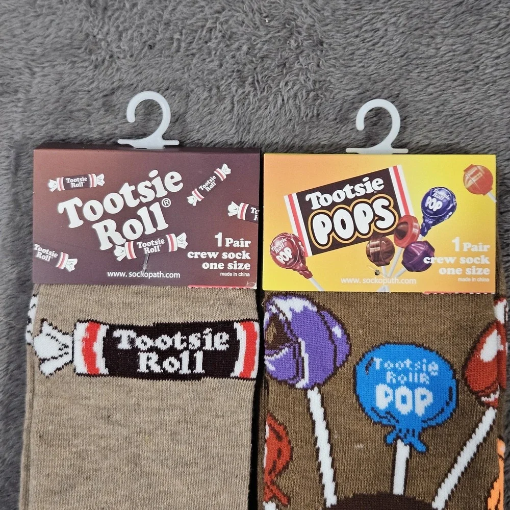 Tootsie Roll & Pops Crew‎ 2 Pair Socks Novelty Design Adult One Size